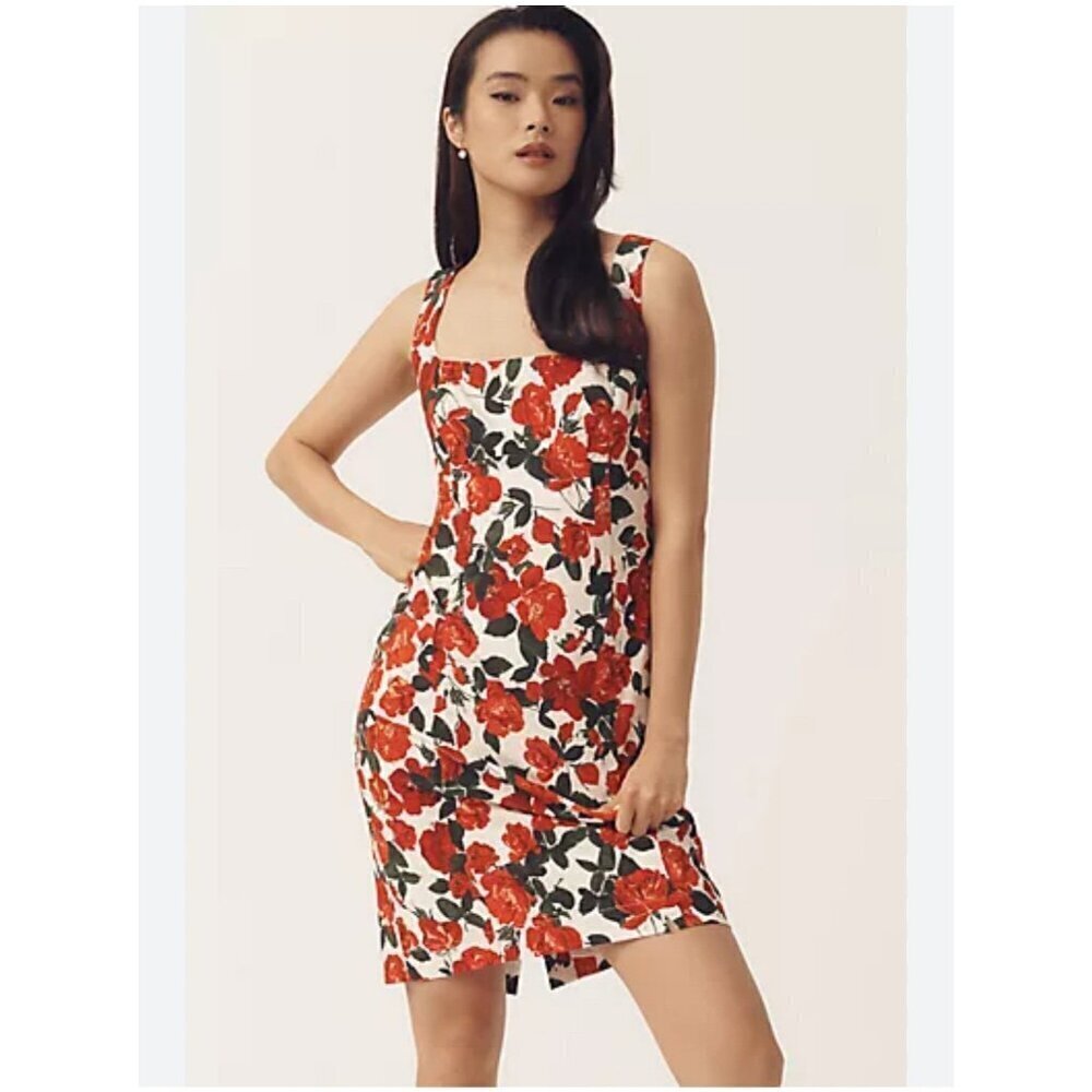 Anthropologie Maeve Floral Square Neck Bodycon Dress XL